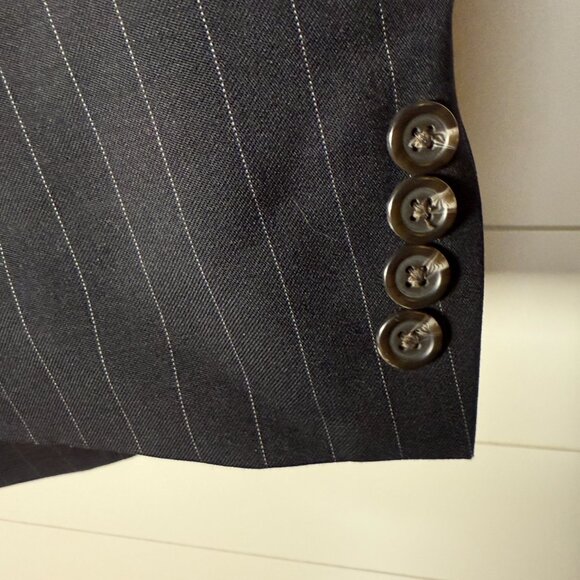 Lauren Ralph Lauren Black Pin Stripe 100% Wool Blazer Sports Coat Size 46R - Picture 7 of 9